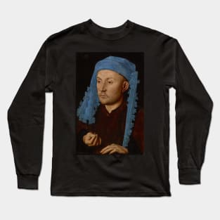 man in a blue turban - Jan van Eyck Long Sleeve T-Shirt